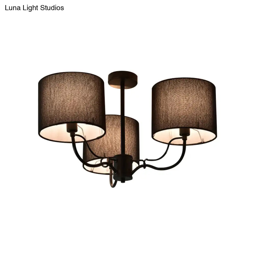 DecorBites™ DecorBites™ Modern Black/White Barrel Ceiling Lamp: 3/6 Bulbs Fabric Semi Flush Mount Chandelier for Lounge