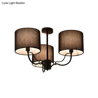 DecorBites™ DecorBites™ Modern Black/White Barrel Ceiling Lamp: 3/6 Bulbs Fabric Semi Flush Mount Chandelier for Lounge
