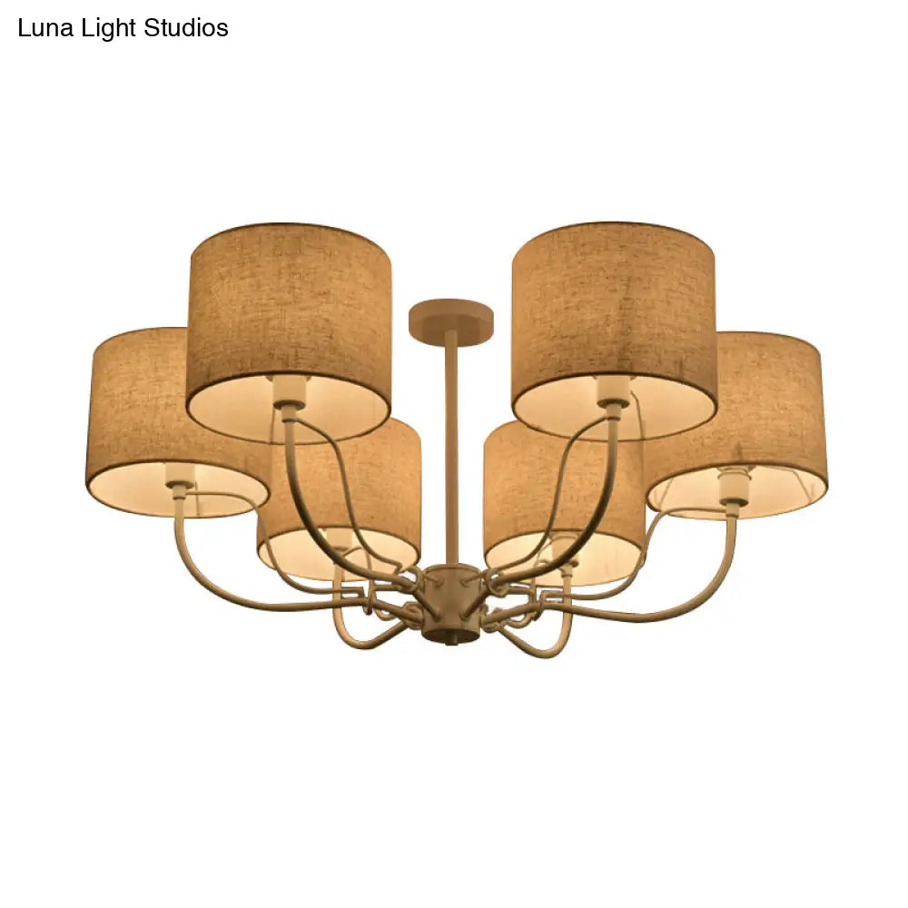 DecorBites™ DecorBites™ Modern Black/White Barrel Ceiling Lamp: 3/6 Bulbs Fabric Semi Flush Mount Chandelier for Lounge