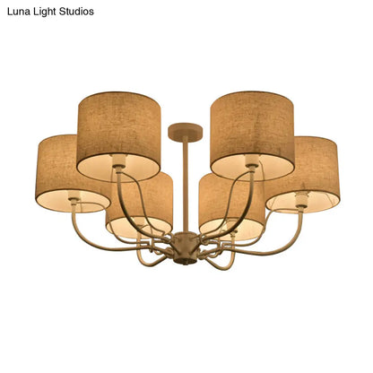 DecorBites™ DecorBites™ Modern Black/White Barrel Ceiling Lamp: 3/6 Bulbs Fabric Semi Flush Mount Chandelier for Lounge