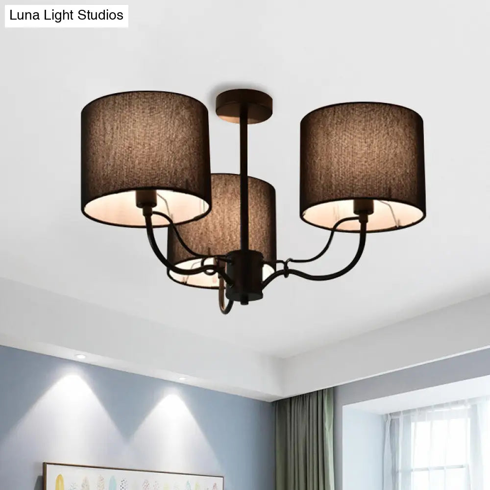 DecorBites™ DecorBites™ Modern Black/White Barrel Ceiling Lamp: 3/6 Bulbs Fabric Semi Flush Mount Chandelier for Lounge