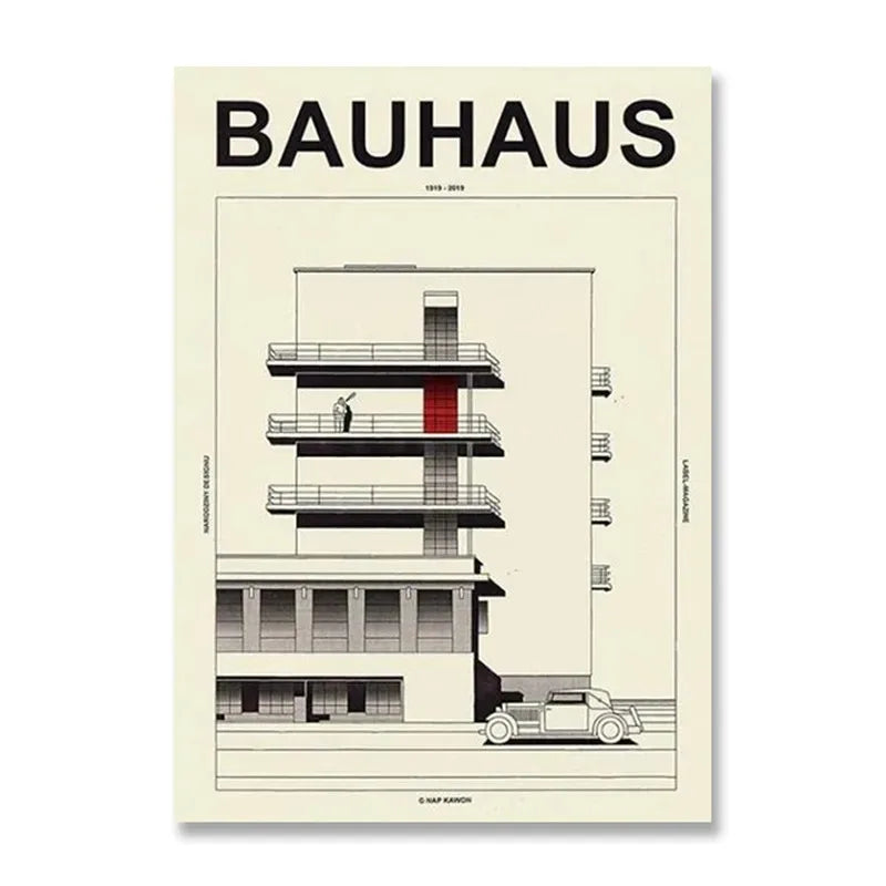 Modern Black & White Bauhaus Canvas Print - Posters