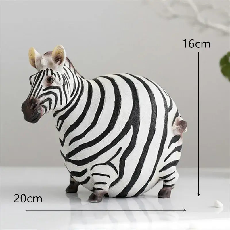 Modern black and white big belly zebra resin sculpture with chubby striped body for living room decorbites big belly decor