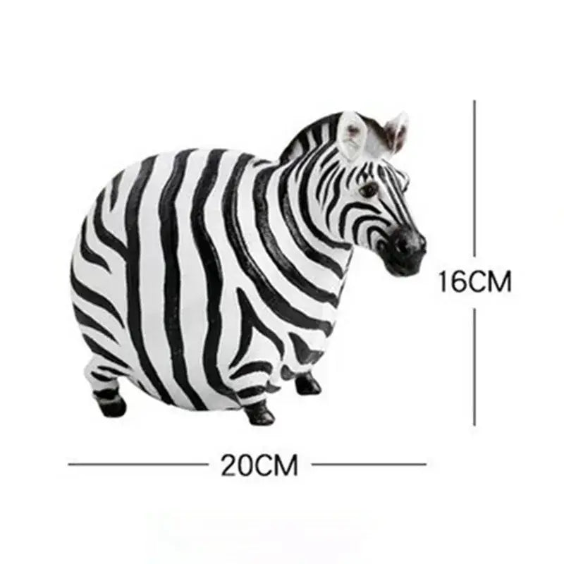 A modern black and white big belly zebra resin sculpture featuring a plush striped decorbites big belly design for living room decor