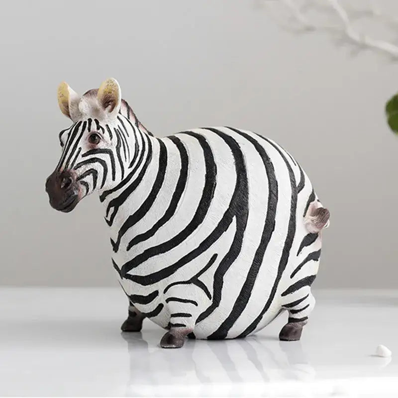 Chubby black and white big belly zebra resin sculpture by decorbites perfect for modern living room decor