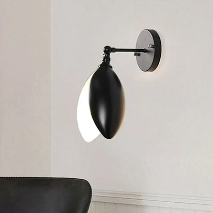 Modern black matte-finished wall light with teardrop shade and adjustable arm for living room blooming bud wall sconce