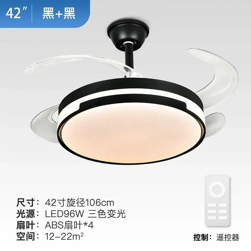 Modern black and white 42 inch ceiling fan with retractable abs blades and led lighting for bedroom decorbites invisible ceiling