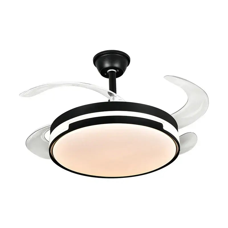 Modern black and white ceiling fan with retractable blades and integrated led lighting for bedroom decorbites invisible ceiling