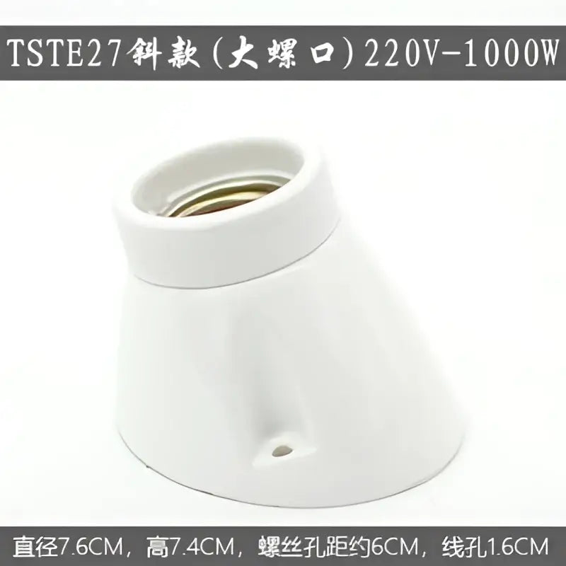 Modern black and white decorbites ceramic e27 lamp bulb holder with large threaded opening for 220v 1000w bulbs
