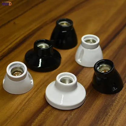 Modern black and white decorbites ceramic e27 lamp bulb holder with metallic threaded interior for living room decor