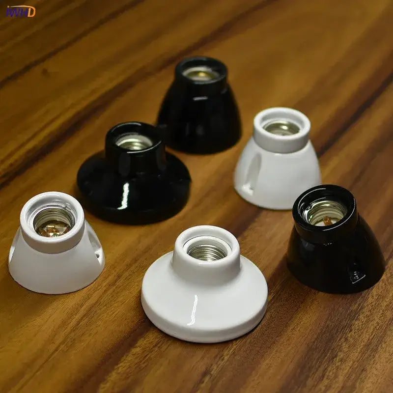 Modern black and white decorbites ceramic e27 lamp bulb holder with metallic threaded interior for living room decor