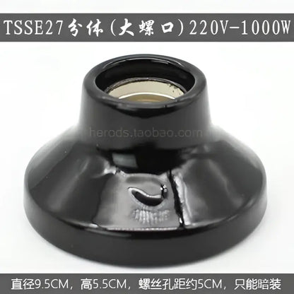 Modern black and white decorbites ceramic e27 lamp bulb holder with glossy finish and wide threaded base for living room decor
