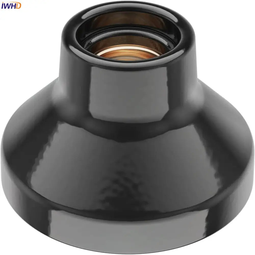 Modern black and white decorbites ceramic e27 lamp bulb holder with black glossy ceramic socket and metallic threaded interior