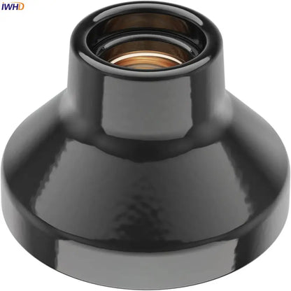 Modern black and white decorbites ceramic e27 lamp bulb holder with black glossy ceramic socket and metallic threaded interior