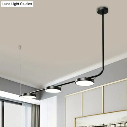 Modern chandelier decorbites black metal pendant light with three circular led bulbs for dining room lighting
