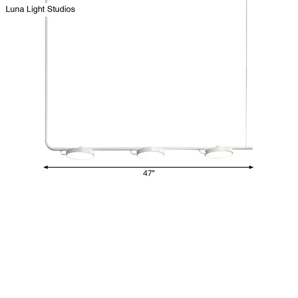 DecorBites modern chandelier in black and white with three circular led bulbs for dining room lighting and maximum bulb wattage