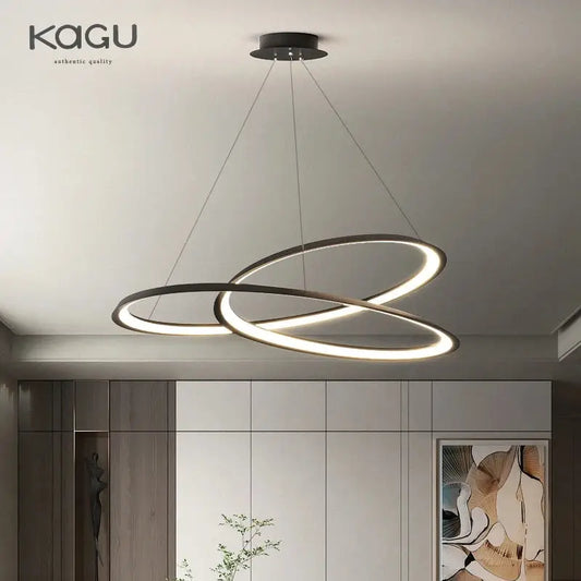 Modern black and white circular black white led chandelier with intertwined rings for living room decorbites circular black lighting