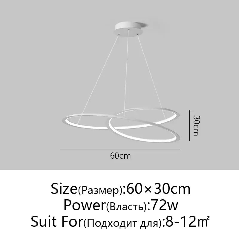 Modern black white chandelier featuring two interlocking circular led rings for living room decorbites circular black white design