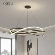 Modern black and white circular led pendant ceiling lamp with sleek intertwined design for living room ceiling lamp