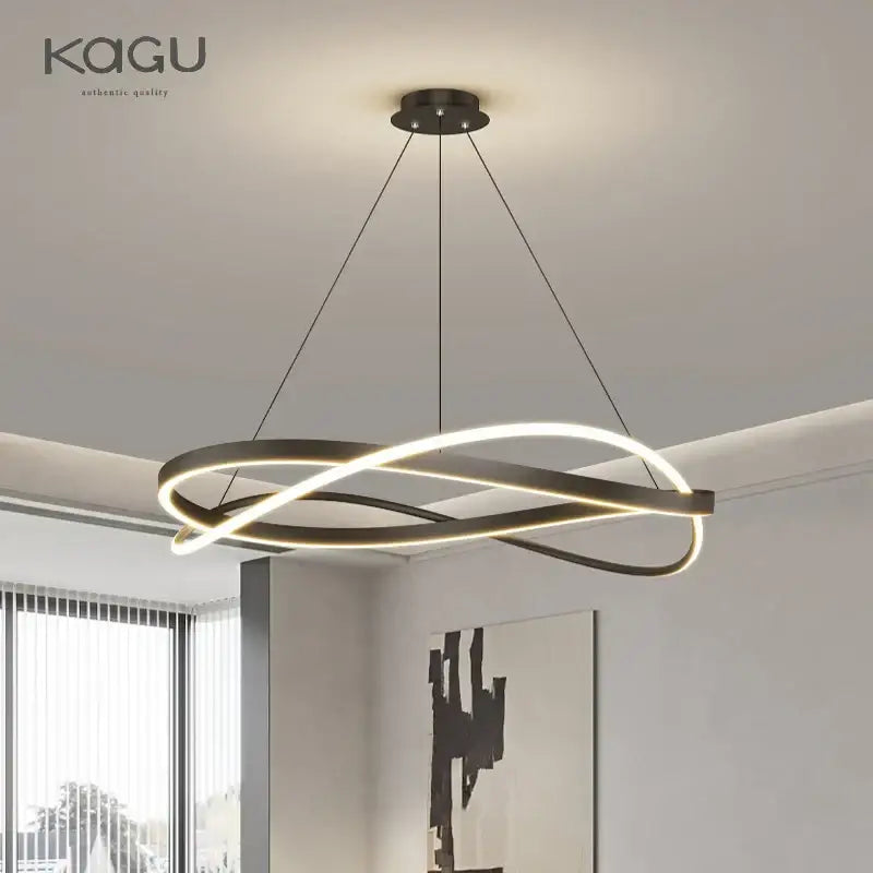 Modern black and white circular led pendant ceiling lamp with sleek intertwined design for living room ceiling lamp