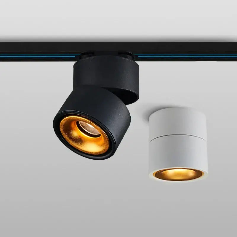 Modern black and white cob led ceiling spot light with gold-finished interiors for living room decorbites cob led lighting