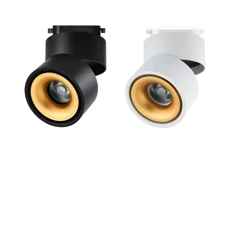 Modern black and white cob led ceiling spot light with gold interiors for living room decorbites cob led fixture