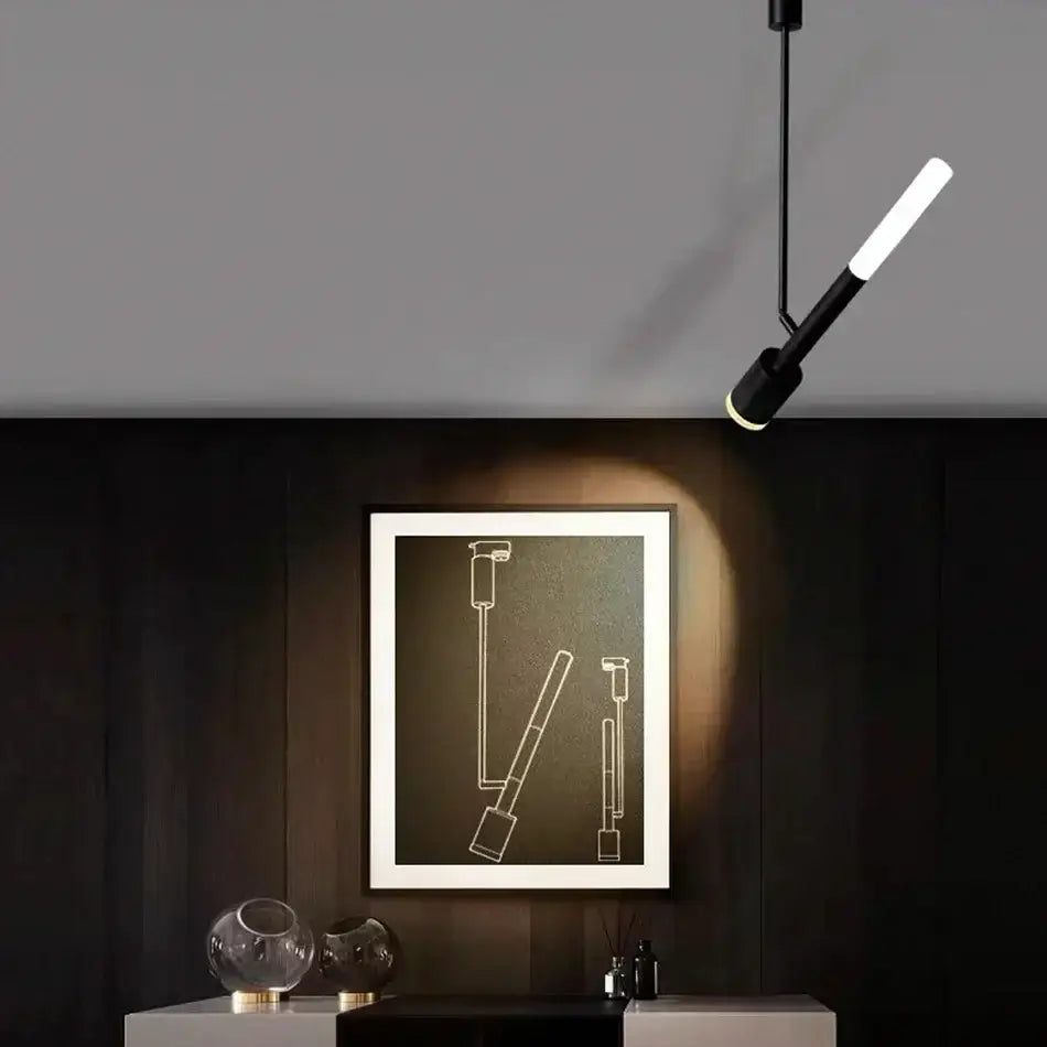 Modern black and white cob pendant spotlight with a sleek minimalist design for living room lighting