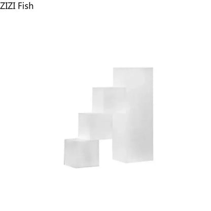 White frosted glass display pedestals arranged stepped for modern black and white crystal bookends sculpture decorbites decor