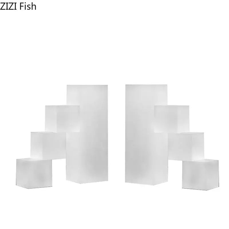 Set of translucent white frosted acrylic cube display stands for modern black and white decorbites crystal bookends sculpture
