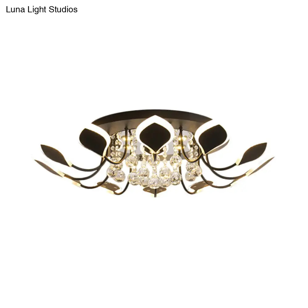 DecorBites™ DecorBites™ Modern Black/White Crystal Ceiling Light with Raindrop Shade – 10/12 Heads Parlor Flush Mount Lamp, Warm/White Lighting
