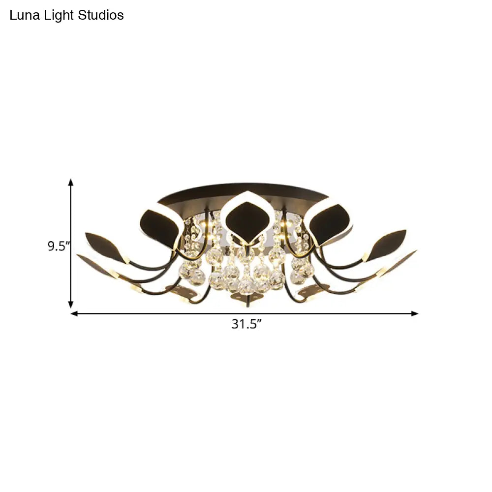 DecorBites™ DecorBites™ Modern Black/White Crystal Ceiling Light with Raindrop Shade – 10/12 Heads Parlor Flush Mount Lamp, Warm/White Lighting