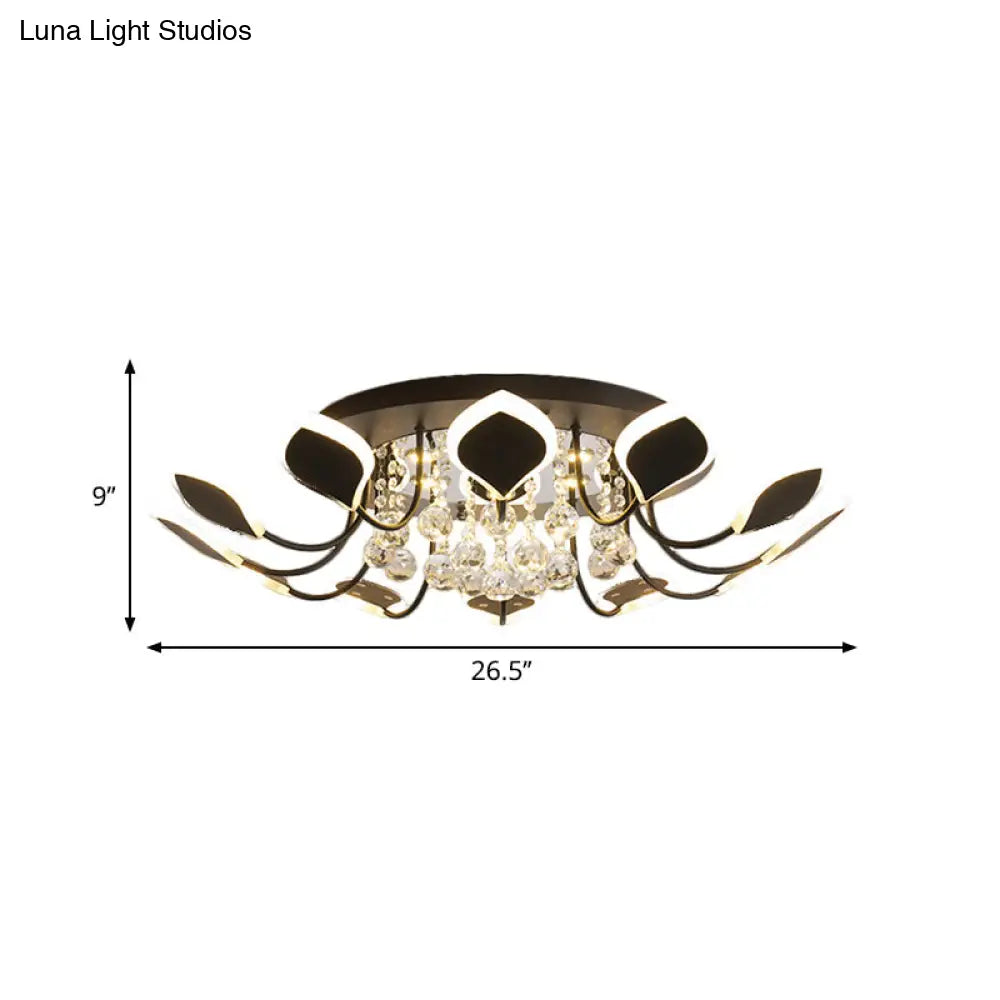 DecorBites™ DecorBites™ Modern Black/White Crystal Ceiling Light with Raindrop Shade – 10/12 Heads Parlor Flush Mount Lamp, Warm/White Lighting