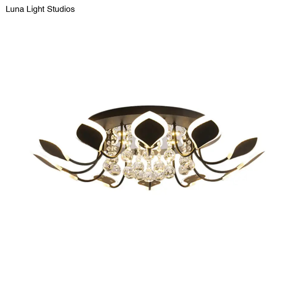 DecorBites™ DecorBites™ Modern Black/White Crystal Ceiling Light with Raindrop Shade – 10/12 Heads Parlor Flush Mount Lamp, Warm/White Lighting