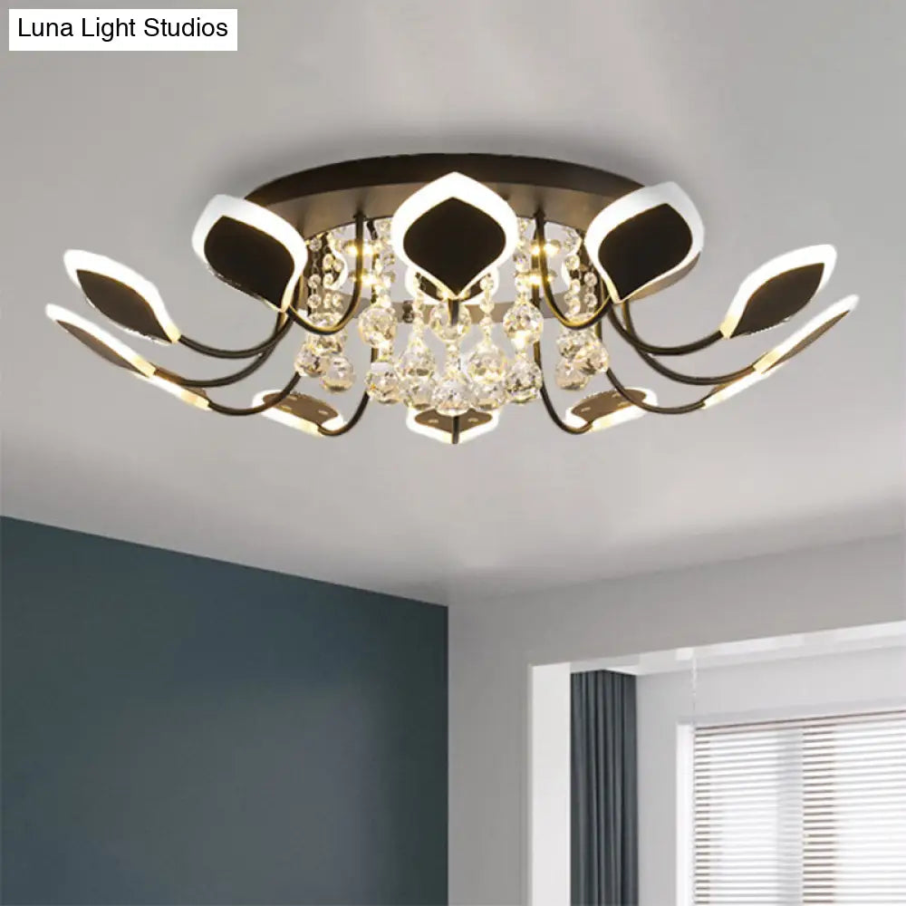DecorBites™ DecorBites™ Modern Black/White Crystal Ceiling Light with Raindrop Shade – 10/12 Heads Parlor Flush Mount Lamp, Warm/White Lighting