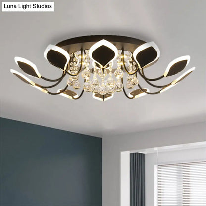 DecorBites™ DecorBites™ Modern Black/White Crystal Ceiling Light with Raindrop Shade – 10/12 Heads Parlor Flush Mount Lamp, Warm/White Lighting