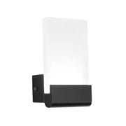 Modern black white cuboid design led sconce with frosted white rectangular glass panel for bedroom wall light