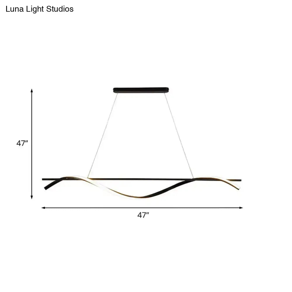 Modern black and gold acrylic swirling island pendant light with LED and sleek flowing design for ceiling decor