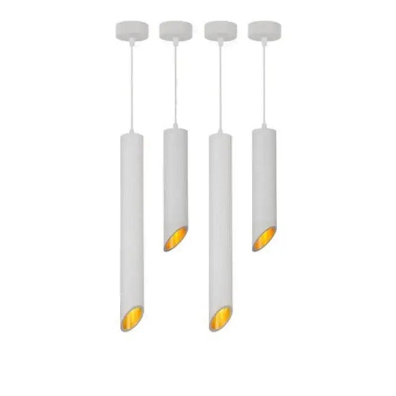 Modern black and white cylindrical led ceiling light with gold interior accents featuring ceiling light cord design for kitchen
