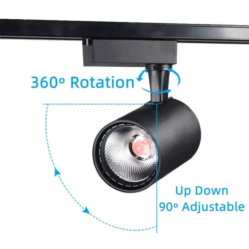 Modern black decorbites colorful cob track light with 360-degree rotating head and up-down 90-degree adjustable angle