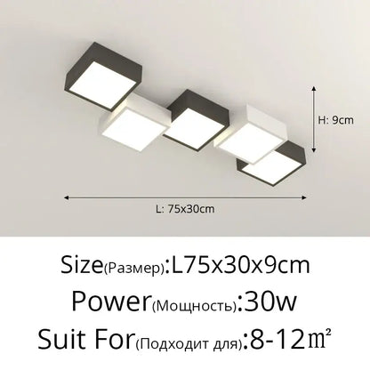 Modern black and white decorbites geometric chandelier with square led ceiling light and minimalist design for bedroom