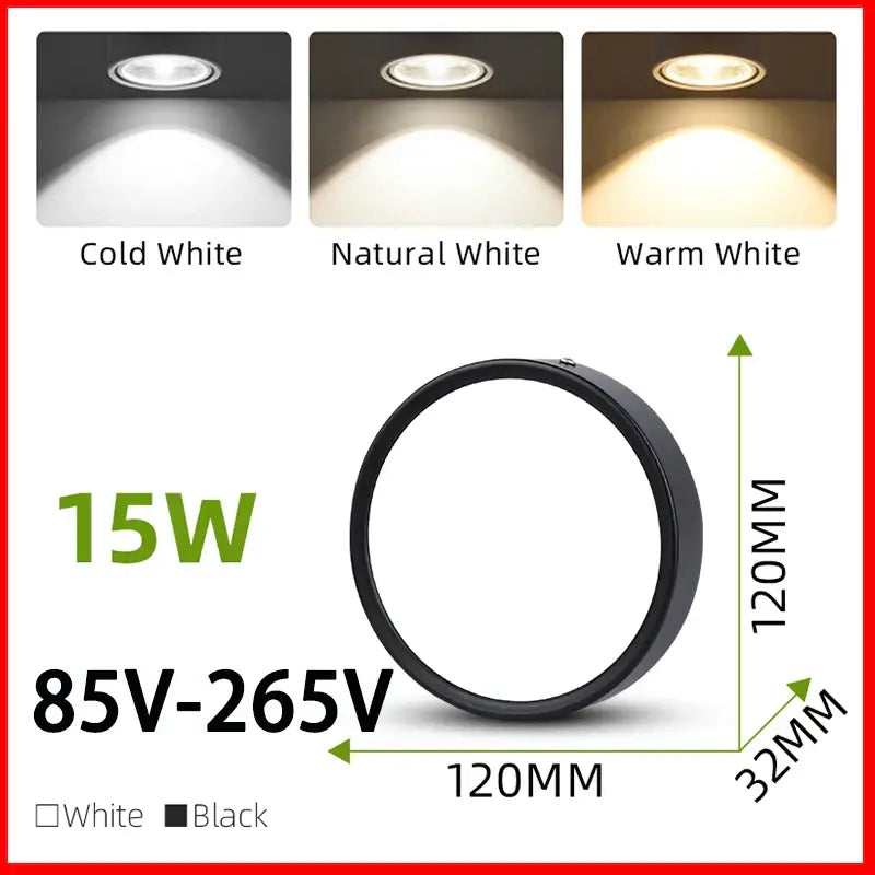 Black circular decorbites led ceiling lamp with 15w power and adjustable color temperature for modern lighting