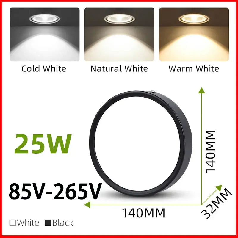 Modern black decorbites led ceiling recessed light with 25w power and adjustable color temperature options