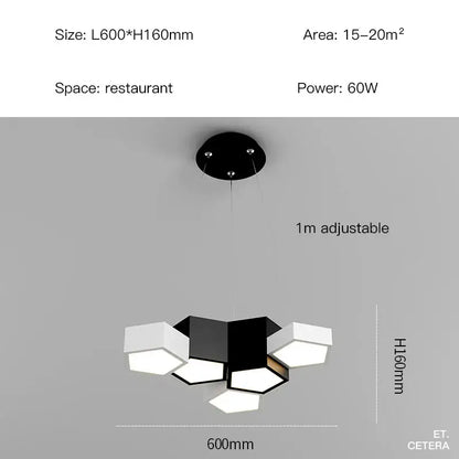 Modern black white diamond led chandelier pendant light with adjustable height for restaurant decorbites black white spaces
