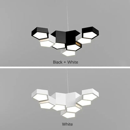 Modern black white diamond led chandelier with hexagonal geometric fixtures for living room decorbites black white decor