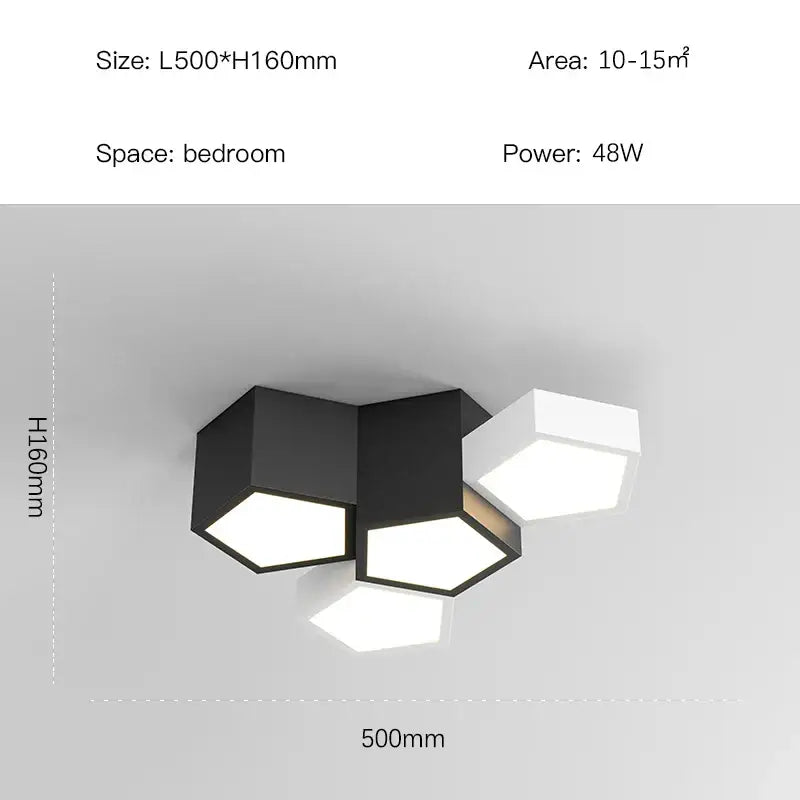 Modern black white diamond led chandelier with hexagonal minimalist design for living room decorbites black white lighting