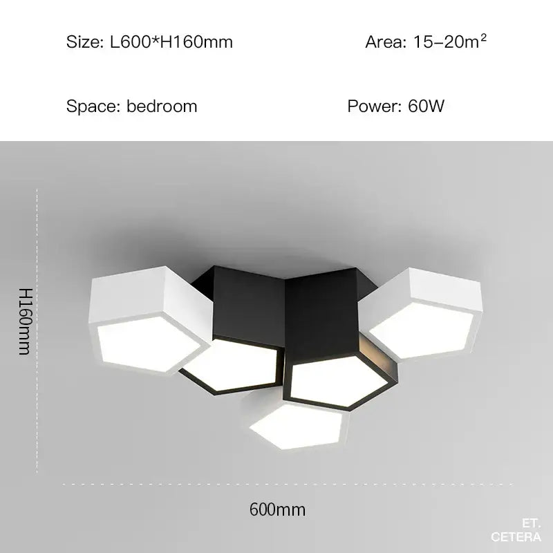 Modern black white diamond led chandelier with hexagonal six-facet design for living room decorbites black white style
