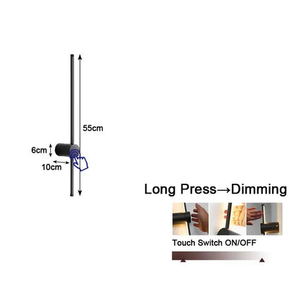 Black minimalist wall lights with decorbites dimmable led touch switch for bedroom sconce lighting and on off control