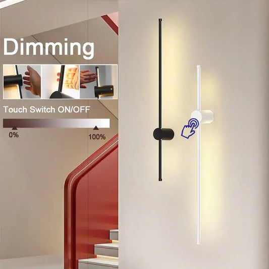 Modern black and white dimmable led wall sconce with touch-sensitive controls for adjustable bedroom wall lights decorbites dimmable led