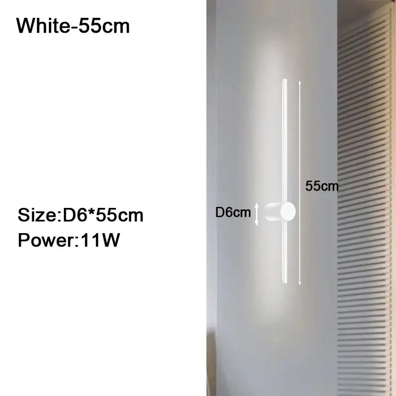 A sleek white 55cm tall minimalist cylindrical decorbites dimmable led wall light fixture for bedroom decor