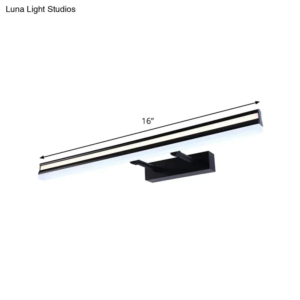 Modern black double arm rectangle vanity light with sleek 16-inch led wall sconce design for bathroom use